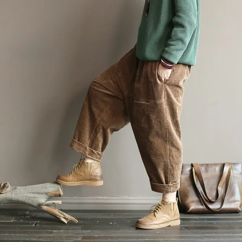 Mferlier Corduroy Pants 2018 Winter New Women Elastic Waist Pockets Cross Pants Retro Solid Kaki Gray Black Loose Warm Pants
Mferlier Corduroy Pants 2018 Winter New Women Elastic Waist Pockets Cross Pants Retro Solid Kaki Gray Black Loose Warm Pants