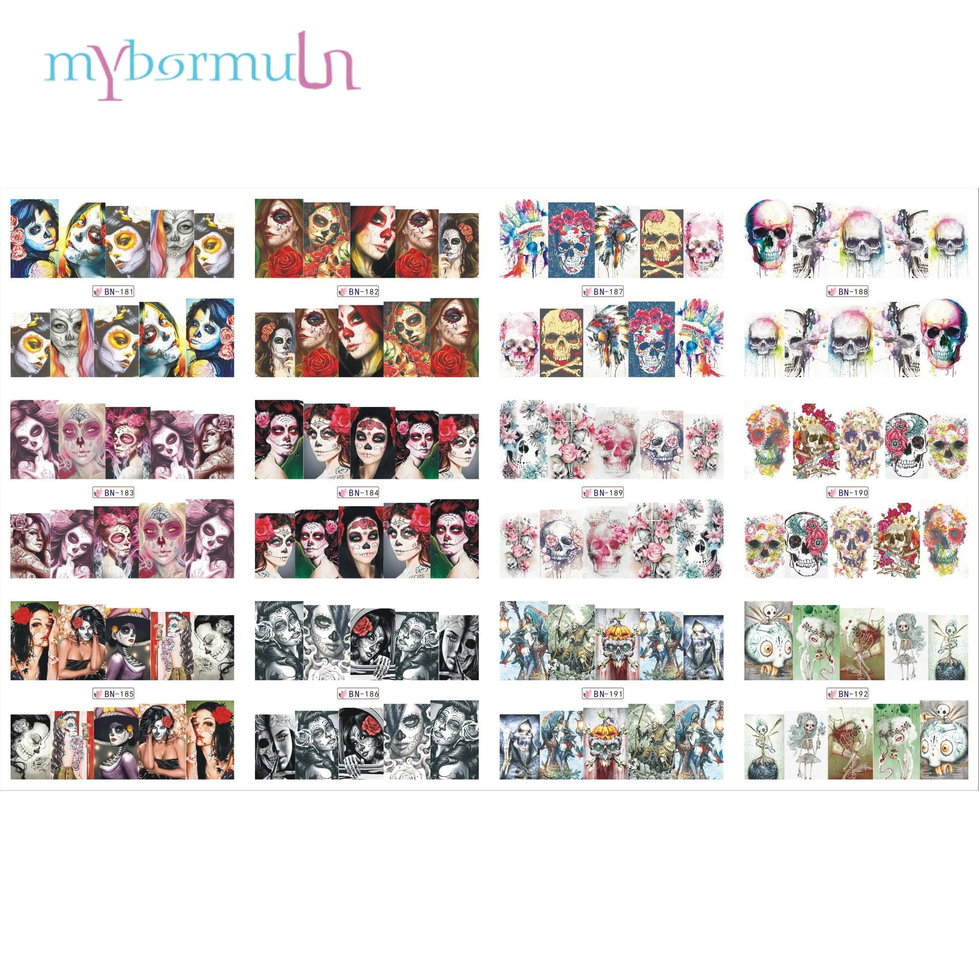 MYBORMULA 1 Set 12 Designs Halloween Water Transfer Nail Art Stickers Decals Pumpkin Skull Design Manicure Nail Art Decorations 
MYBORMULA 1 Set 12 Designs Halloween Water Transfer Nail Art Stickers Decals Pumpkin Skull Design Manicure Nail Art Decorations