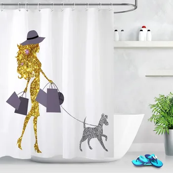 LB Sexy Long Hair Girl Walking the Gold Yellow Grey Dog Bathroom Waterproof Shower Curtain 12 Hooks Sets Polyester Cloth Fabric
LB Sexy Long Hair Girl Walking the Gold Yellow Grey Dog Bathroom Waterproof Shower Curtain 12 Hooks Sets Polyester Cloth Fabric
