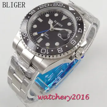 40mm Bliger Black Dial Ceramic bezel Deployment Sapphire Crystal Date Window GMT Automatic self-winding Movement Men's Watch
40mm Bliger Black Dial Ceramic bezel Deployment Sapphire Crystal Date Window GMT Automatic self-winding Movement Men's Watch