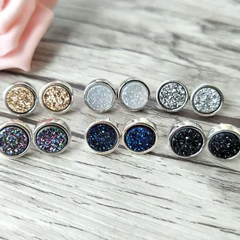 Wholesale 5 pairs 10mm Round Shape Stone Stud Earrings,Natural druse crystal Titanium Druzy Gem stone Stud Earrings ER347
Wholesale 5 pairs 10mm Round Shape Stone Stud Earrings,Natural druse crystal Titanium Druzy Gem stone Stud Earrings ER347