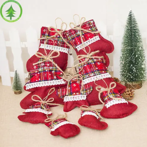 Hot New Fashion Chic Christmas Tree Decor Candy Bag Ornaments Xmas Pentagram Bells Socks Party | Дом и сад