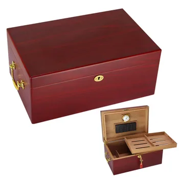 New arrival high-end rectangel double layer red color cedar cigar humidor with a mini lock has humidifier and hygrometer
New arrival high-end rectangel double layer red color cedar cigar humidor with a mini lock has humidifier and hygrometer