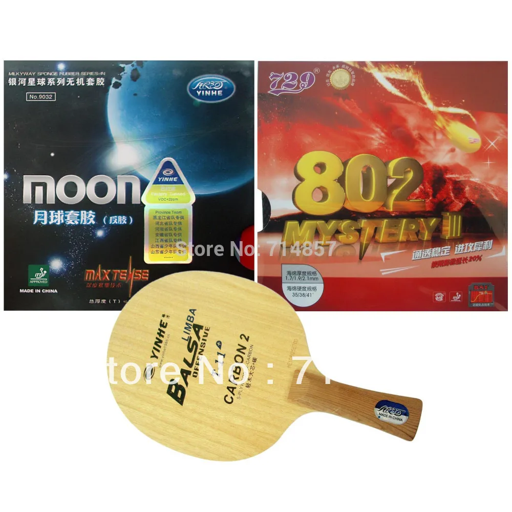 Original Milky Way Yinhe T-11+ blade + Moon Factory Tuned and RITC 729 Mystery III 802 rubbers for a racket Long Shakehand FL
Original Milky Way Yinhe T-11+ blade + Moon Factory Tuned and RITC 729 Mystery III 802 rubbers for a racket Long Shakehand FL