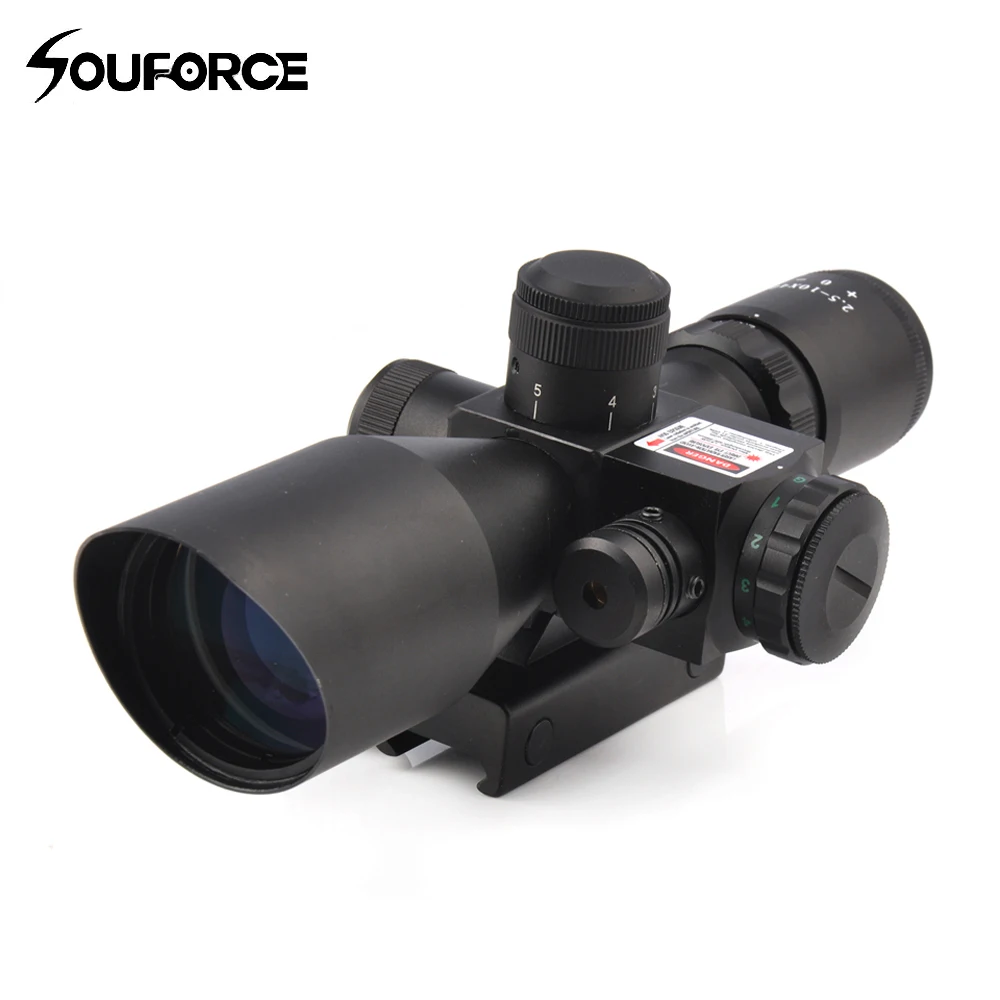 Tactical 2.5-10x40 Rifle Scope with Red Laser Combo Optical Sight with Illuminated Red Green Mil-dot Crosshair for Hunting Rifle
Tactical 2.5-10x40 Rifle Scope with Red Laser Combo Optical Sight with Illuminated Red Green Mil-dot Crosshair for Hunting Rifle