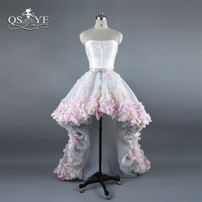 2017 Real Photo High Low Prom Dresses Off the Shoulder Strapless Handmade Flowers Tulle Elegant Evening Dress Robe de Soiree
2017 Real Photo High Low Prom Dresses Off the Shoulder Strapless Handmade Flowers Tulle Elegant Evening Dress Robe de Soiree