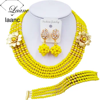 Laanc Fashion Women Opaque Yellow African Costume Jewelry Set Nigerian Beads Necklace Wedding Bridal Jewelry Sets 5XSH021
Laanc Fashion Women Opaque Yellow African Costume Jewelry Set Nigerian Beads Necklace Wedding Bridal Jewelry Sets 5XSH021