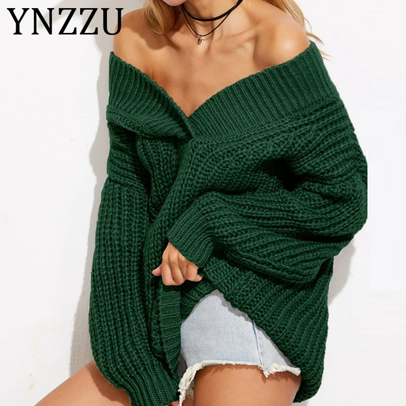 YNZZU Chic Solid Green Knitted Sweater Women 2019 Autumn Sexy Deep V Neck Loose Female Pullovers Jumper Winter pull femme AT281
YNZZU Chic Solid Green Knitted Sweater Women 2019 Autumn Sexy Deep V Neck Loose Female Pullovers Jumper Winter pull femme AT281