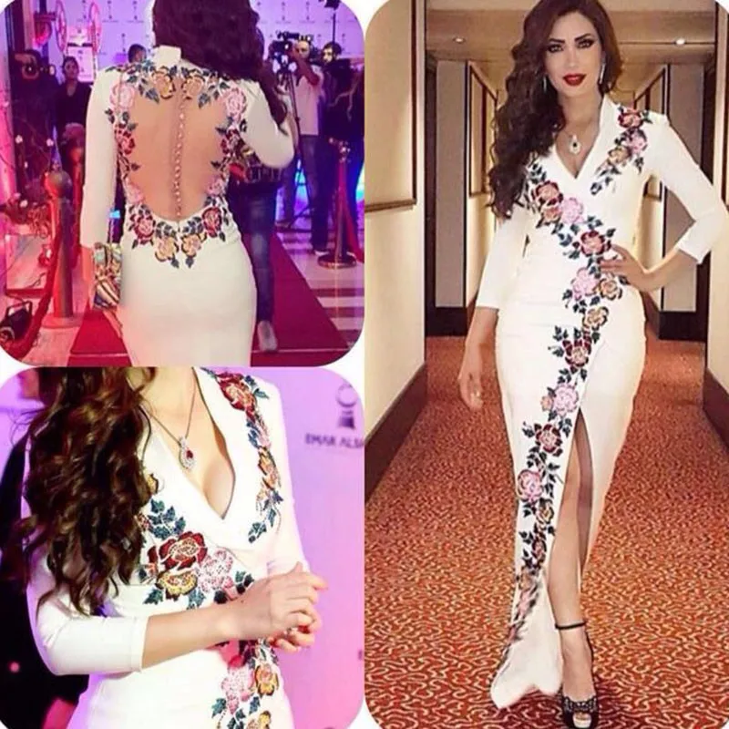 Real 2016 Pink Backless Evning Dresses 3/4 Sleeves Robe De Soiree Deep V Neck Vestido De Festa 3D Embroidery Lace Flowers Slits
Real 2016 Pink Backless Evning Dresses 3/4 Sleeves Robe De Soiree Deep V Neck Vestido De Festa 3D Embroidery Lace Flowers Slits