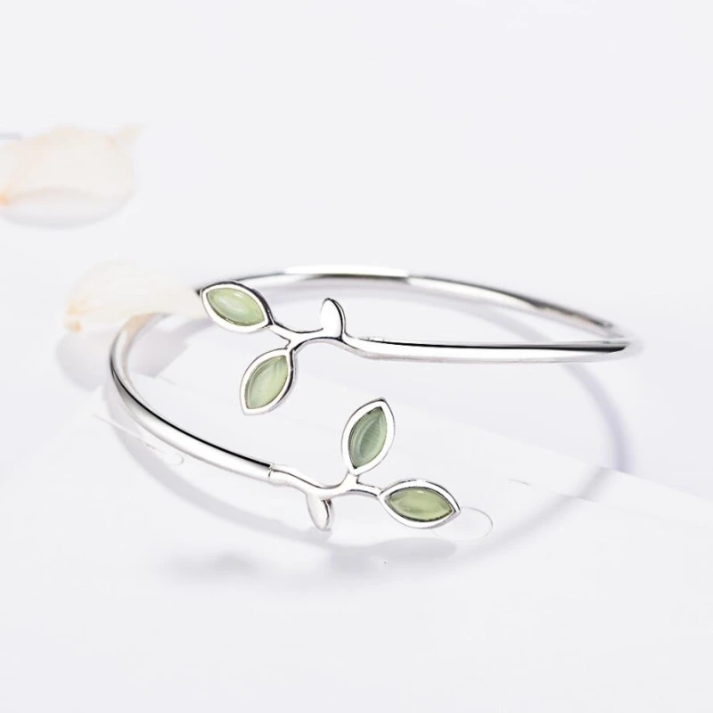 Sole Memory Tender Bud Fresh Minimalist Leaves Opal 925 Sterling Silver Female Literary Trendy Resizable Bangles SBR102
Sole Memory Tender Bud Fresh Minimalist Leaves Opal 925 Sterling Silver Female Literary Trendy Resizable Bangles SBR102