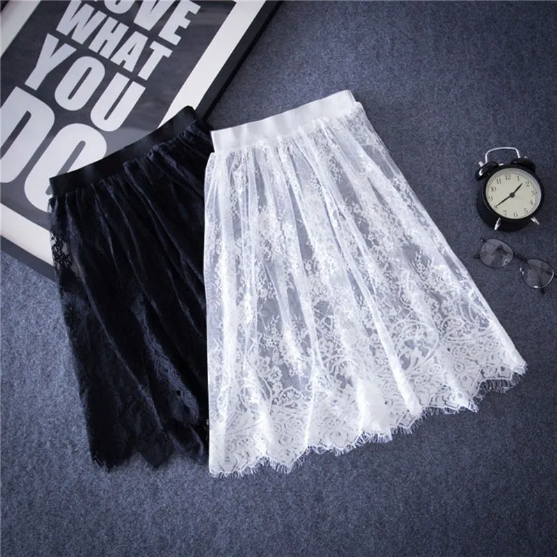 Lace Skirts Summer Elegant Women Solid Casual Mesh Tulle Skirt Hollow Out Short Pencil Black Skirt
Lace Skirts Summer Elegant Women Solid Casual Mesh Tulle Skirt Hollow Out Short Pencil Black Skirt