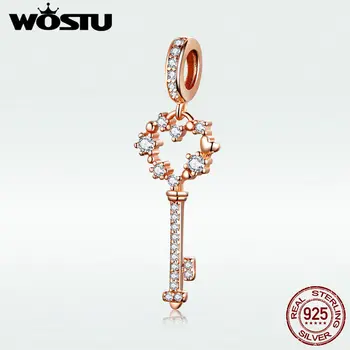 WOSTU Lucky Charms 925 Sterling Silver Rose Gold Key Zircon Bead Fit Original Bracelet PenBNnt For Women Jewelry Making BKC1122
WOSTU Lucky Charms 925 Sterling Silver Rose Gold Key Zircon Bead Fit Original Bracelet PenBNnt For Women Jewelry Making BKC1122
