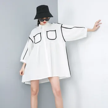 Johnature Three Quarter Sleeve Striped Patchwork 2020 Summer New Solid Color Long Blouses Pockets Button Loose Women Shirts
Johnature Three Quarter Sleeve Striped Patchwork 2020 Summer New Solid Color Long Blouses Pockets Button Loose Women Shirts