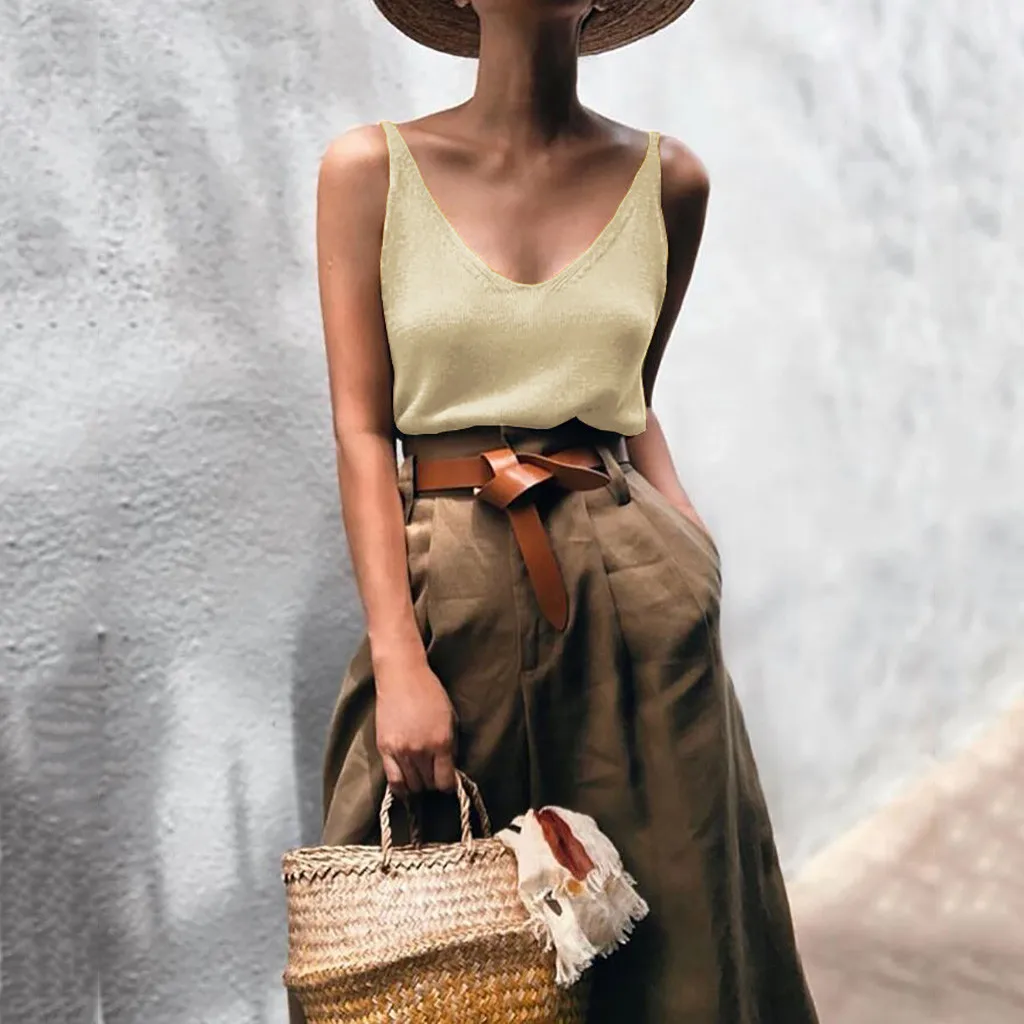 sexy camis solid Summer casual fashion Women top V-neck Knitting Fashion Suspender Sleeveless females vest 2019#G6
sexy camis solid Summer casual fashion Women top V-neck Knitting Fashion Suspender Sleeveless females vest 2019#G6