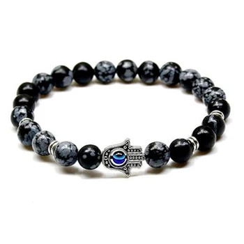 Mens Healing Energy Wrist Mala Men's Blue Eye Hamsa Bracelet 8mm Snowflake Obsidian Bracelet
Mens Healing Energy Wrist Mala Men's Blue Eye Hamsa Bracelet 8mm Snowflake Obsidian Bracelet