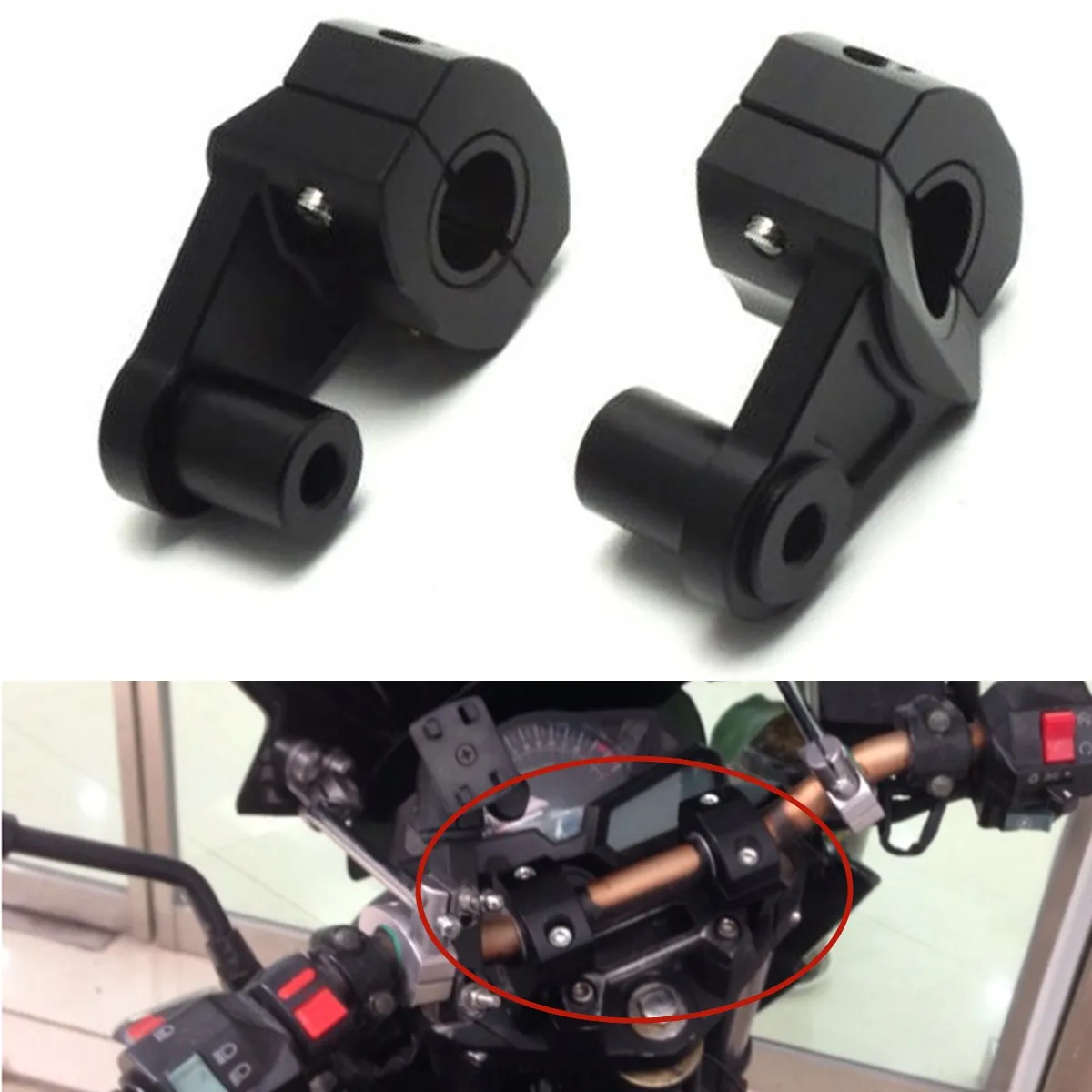 Audew 2Pcs 7/8" inch 22mm Motorcycle Handlebar Clamp Aluminum Alloy Bicycle Riser Handle Fat Bar Mount Adapter Bracket Black
Audew 2Pcs 7/8" inch 22mm Motorcycle Handlebar Clamp Aluminum Alloy Bicycle Riser Handle Fat Bar Mount Adapter Bracket Black