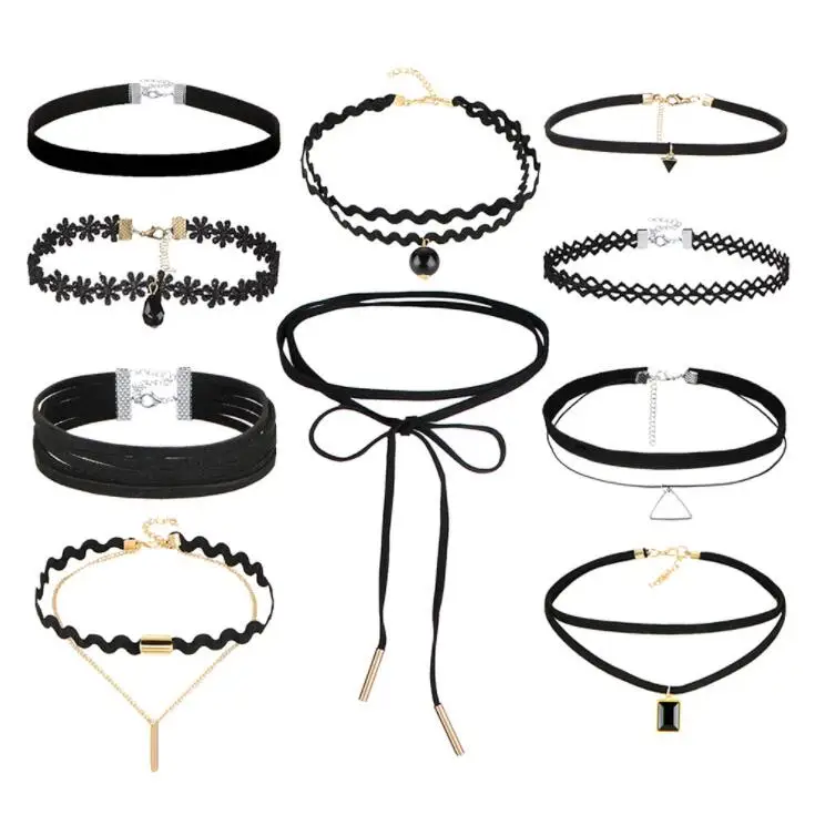 5Set New Gothic Tattoo Leather Choker Necklaces Set for Women Hollow Out Black Lace Necklace Jewelry Collier Chain wholesale
5Set New Gothic Tattoo Leather Choker Necklaces Set for Women Hollow Out Black Lace Necklace Jewelry Collier Chain wholesale