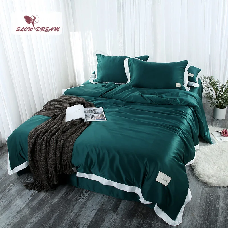 SLOWDREAM Bedding Set Silk Luxury Double Linen Flat Sheet Dark Green Bedspread Duvet Cover Comforter Adult Queen King Bedclothes
SLOWDREAM Bedding Set Silk Luxury Double Linen Flat Sheet Dark Green Bedspread Duvet Cover Comforter Adult Queen King Bedclothes