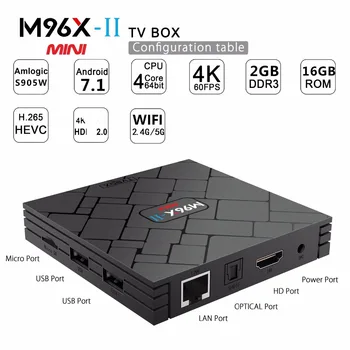 VHXSIN 10 PCS/LOT M96X MINI II Amlogic 905W Android7.1 TV Box 2G/16G hd 4k 3D BT Quad core 64bit
VHXSIN 10 PCS/LOT M96X MINI II Amlogic 905W Android7.1 TV Box 2G/16G hd 4k 3D BT Quad core 64bit