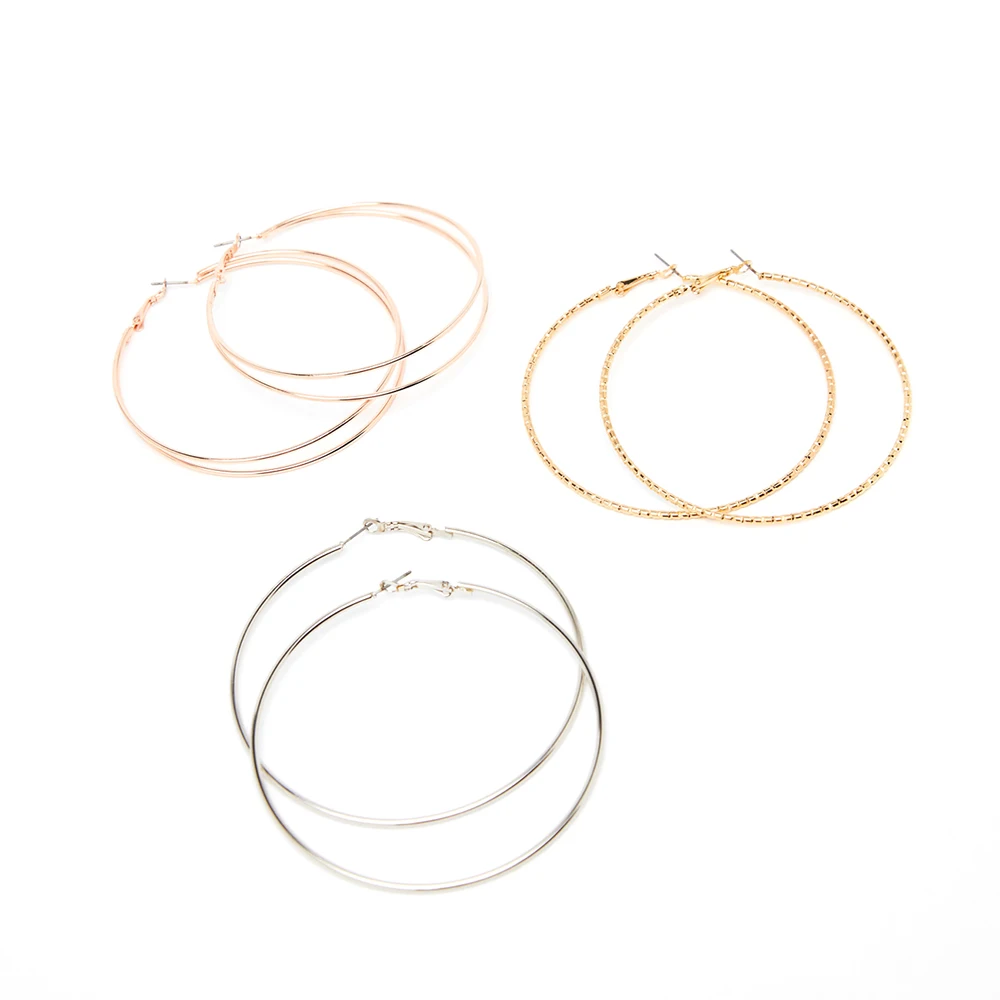 3 pairFashion Big Gold Hoops Earrings Minimalist Thin Wire Round Circle Statement Earring for Women 2019 Za Jewelry Brincos Gift
3 pairFashion Big Gold Hoops Earrings Minimalist Thin Wire Round Circle Statement Earring for Women 2019 Za Jewelry Brincos Gift
