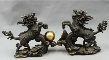 Free shipping S02049 Chinese Pure Bronze Gilt Protect Dragon Kylin Ball YuanBao Coin Statue Pair
Free shipping S02049 Chinese Pure Bronze Gilt Protect Dragon Kylin Ball YuanBao Coin Statue Pair