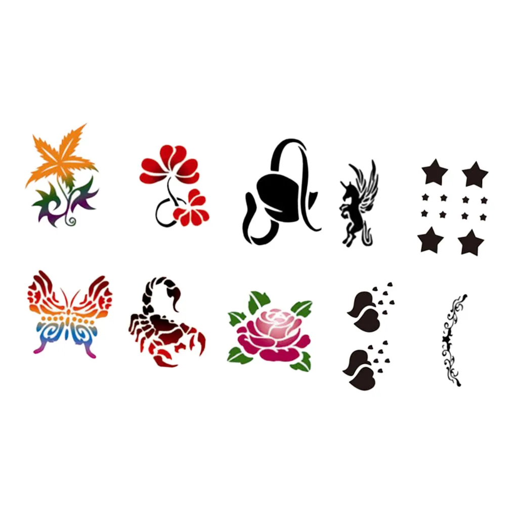 10 Pieces Animal /Flower Reusable PVC Face Body Painting Stencils Template