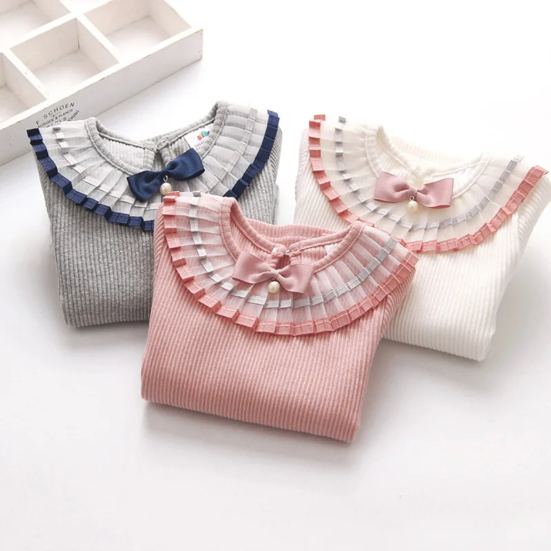 2018 Spring Autumn 2-12T 100% Cotton White Grey Solid Color Long Sleeve Pleated Turn-Down Collar Neck T Shirt For Girls 10 Years
2018 Spring Autumn 2-12T 100% Cotton White Grey Solid Color Long Sleeve Pleated Turn-Down Collar Neck T Shirt For Girls 10 Years