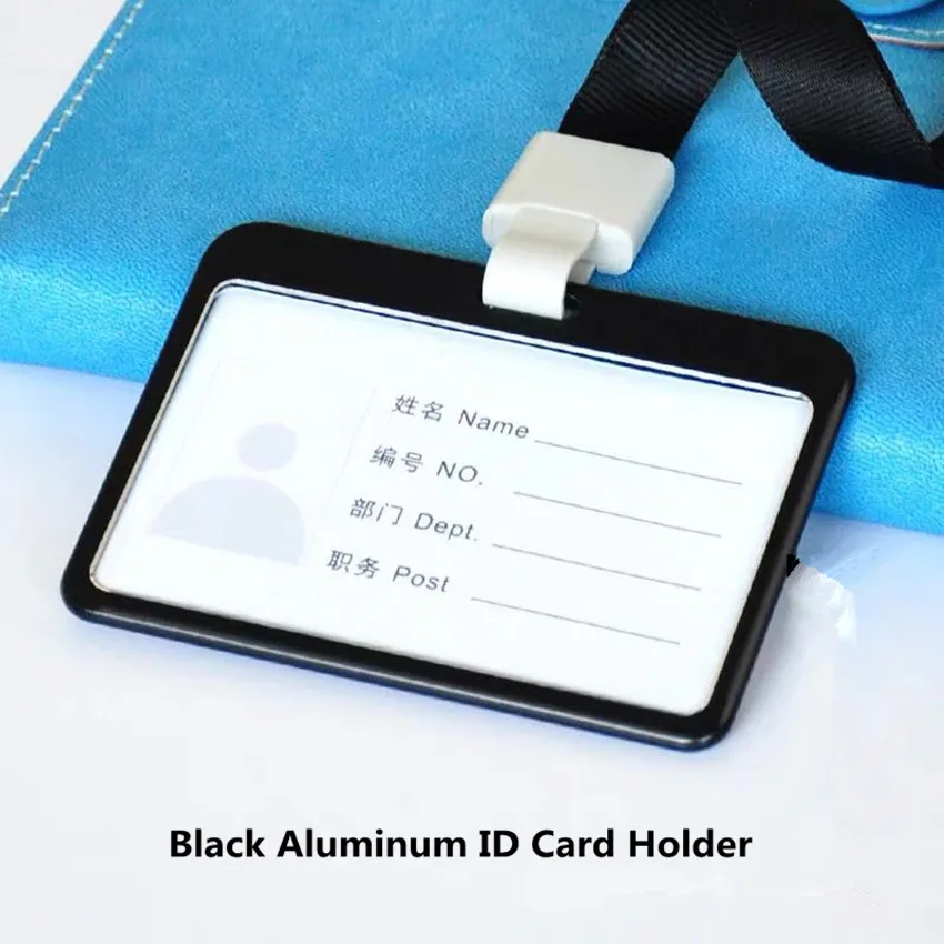 

Aluminum Alloy Vertical Name Tag Badge Holders ID Card Holders Work Business Pass Case With Adjustable Neck Lanyard/Strap