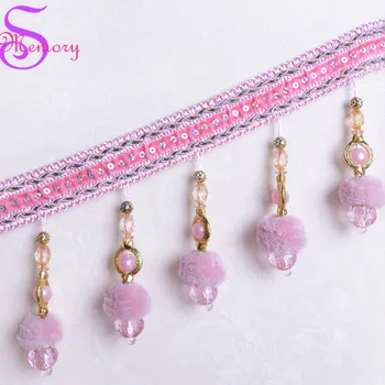 6M Luxury Crystal Beads Curtain Lace pom pom trimming tassel Fringe fabric European DIY Curtain Decorative Accessories
6M Luxury Crystal Beads Curtain Lace pom pom trimming tassel Fringe fabric European DIY Curtain Decorative Accessories