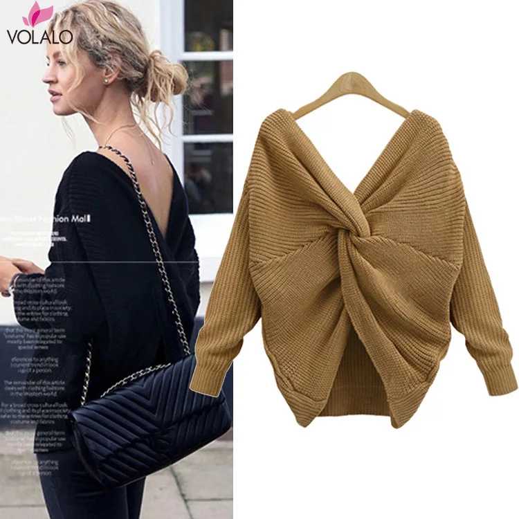 2019 Autumn Spring Women Open Back Long Sleeve Tops V-Neck Lovely Pullovers Knitted Loose Sweaters Tops Lady Girls Sweaters
2019 Autumn Spring Women Open Back Long Sleeve Tops V-Neck Lovely Pullovers Knitted Loose Sweaters Tops Lady Girls Sweaters