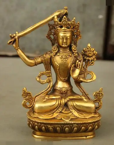S5325 6" Vajrayana Tantra Bronze Gilt WenShu Manjushri Buddha Wisdom Sword Statue
S5325 6" Vajrayana Tantra Bronze Gilt WenShu Manjushri Buddha Wisdom Sword Statue