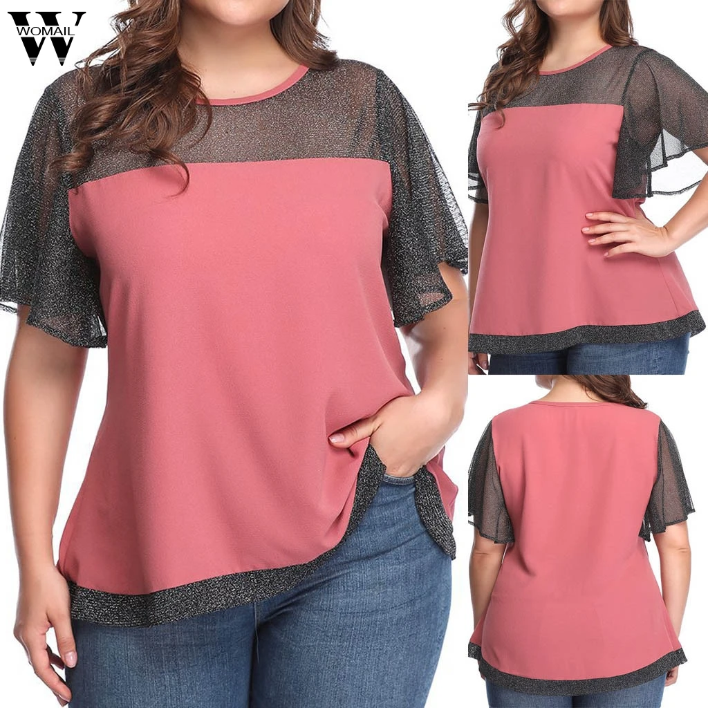 Womail Plus Size Top T-shirt Women's Fashion Lace Casual Short Sleeve Patchwork T-shirt For Ladies Dropship May24 Camiseta
Womail Plus Size Top T-shirt Women's Fashion Lace Casual Short Sleeve Patchwork T-shirt For Ladies Dropship May24 Camiseta