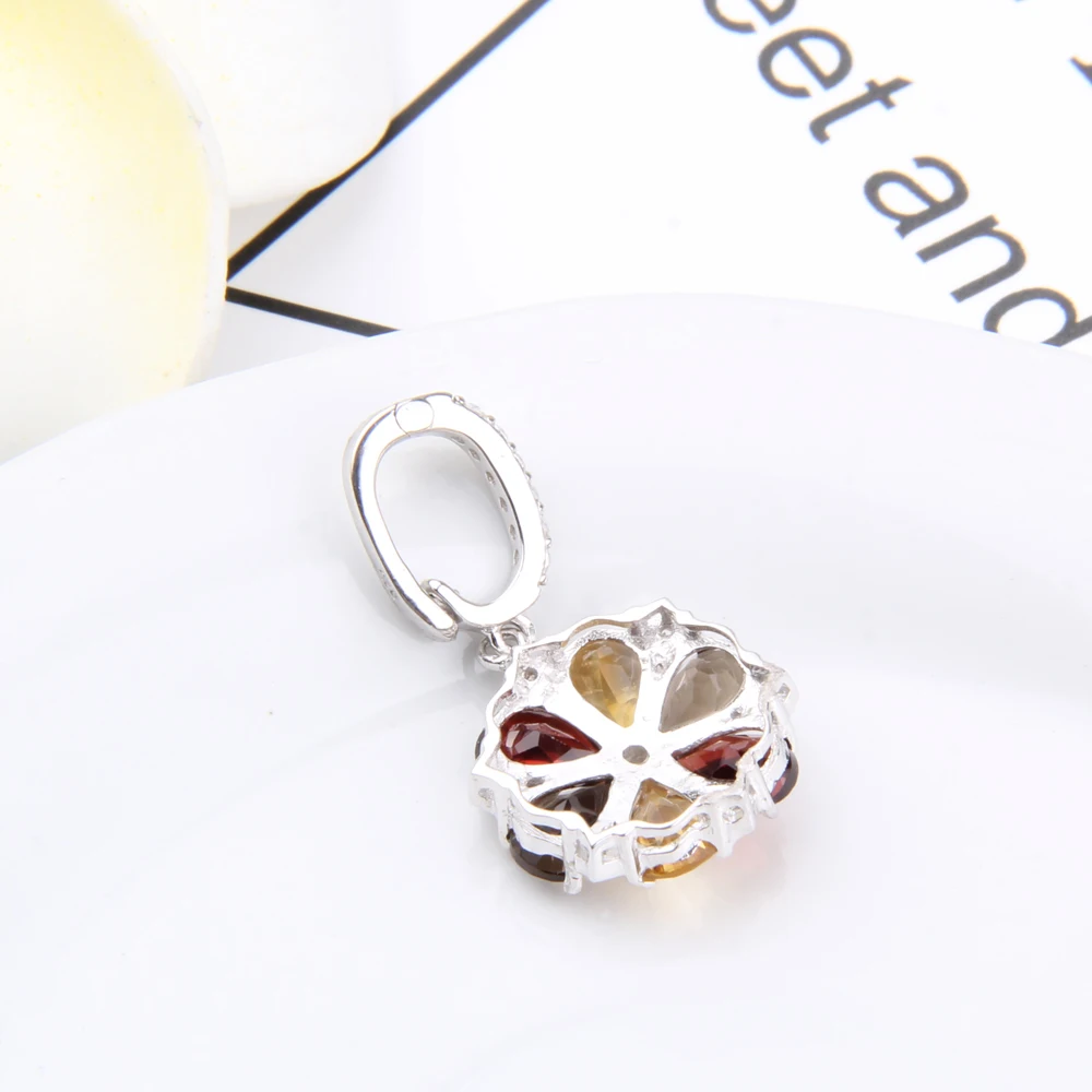 Gem-s-Ballet-New-Arrival-Citrine-Garnet-Smoky-Quartz-4-02ct-Real-925-Sterling-silver-Necklace