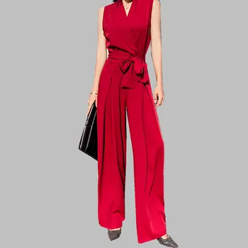 HAMALIEL Office Ladies Sleeveless Women Jumpsuit Summer Chic Bowknot High Waist Overalls Sexy V Neck Wide Leg Trousers Jumpsuit
HAMALIEL Office Ladies Sleeveless Women Jumpsuit Summer Chic Bowknot High Waist Overalls Sexy V Neck Wide Leg Trousers Jumpsuit