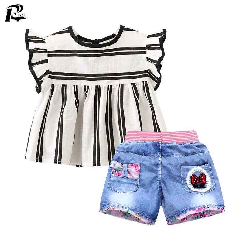 Rizi Girls Clothing Sets 2019 Summer Kids Clothes Striped Top + Cartoon Denim shorts Straw Children Clothing
Rizi Girls Clothing Sets 2019 Summer Kids Clothes Striped Top + Cartoon Denim shorts Straw Children Clothing
