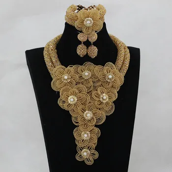 Splendid Gold Nigerian Wedding Beads Jewelry Set Chunky Flowers Bib Statement Necklace Earrings Bracelet Jewellery Set WE106
Splendid Gold Nigerian Wedding Beads Jewelry Set Chunky Flowers Bib Statement Necklace Earrings Bracelet Jewellery Set WE106