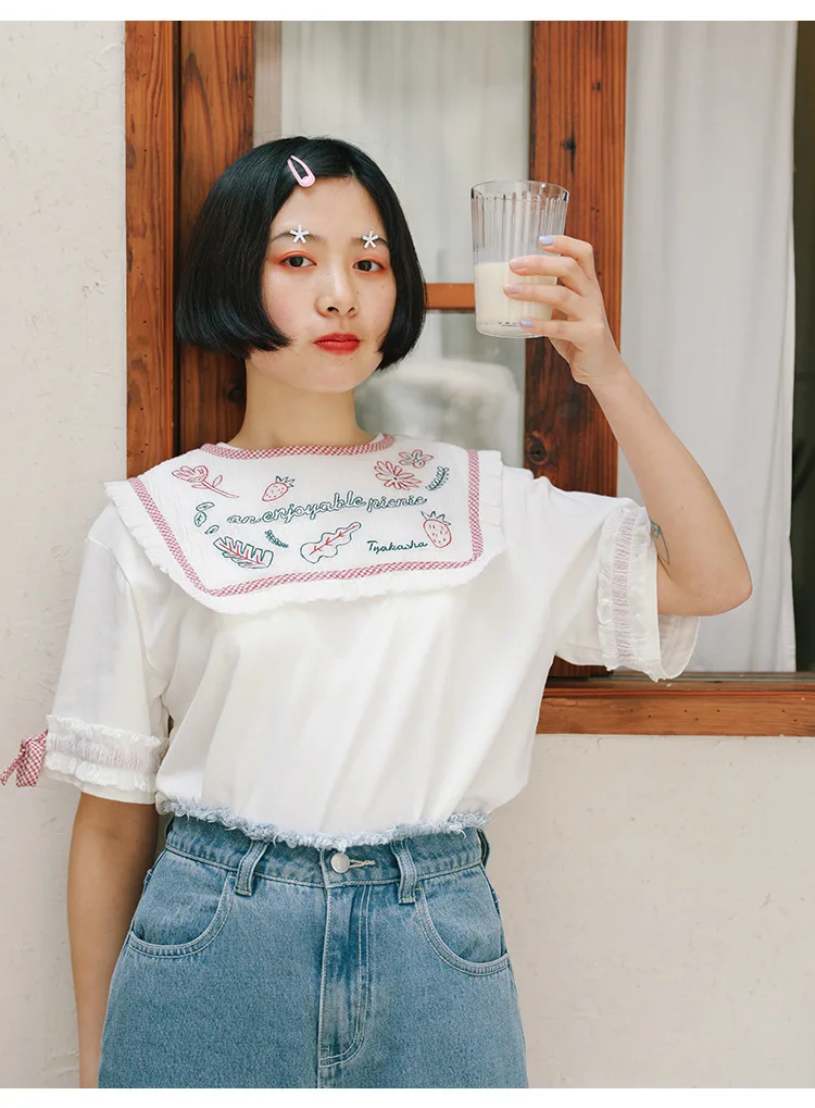 2018 New Style Summer Removable O Neck Short Sleeve T-shirt Womens Small Fresh Casual Tees Tops Female Loose T Shirt
2018 New Style Summer Removable O Neck Short Sleeve T-shirt Womens Small Fresh Casual Tees Tops Female Loose T Shirt