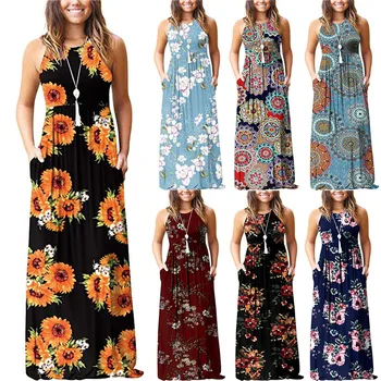 Women's Sleeveless Printed Tank Dress Femme Casual Pocket Beach Boho Long Dress Summer Women Maxi Dresses Robe Sundress Vestidos
Women's Sleeveless Printed Tank Dress Femme Casual Pocket Beach Boho Long Dress Summer Women Maxi Dresses Robe Sundress Vestidos