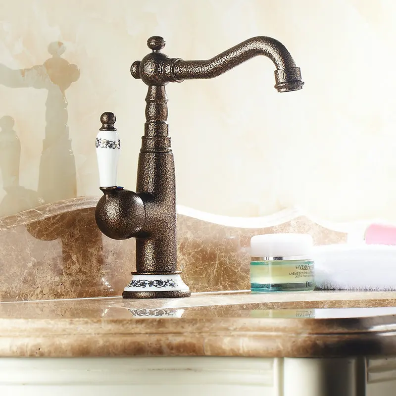 Basin Faucets Brass Basin Mixer Tap Roman Bronze Porcelain 360 Swivel Faucet 507RP
Basin Faucets Brass Basin Mixer Tap Roman Bronze Porcelain 360 Swivel Faucet 507RP