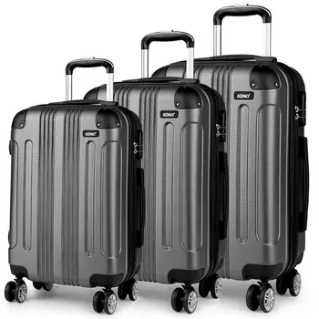 

KONO Rolling Hand Luggage Suitcase Travel Bags Carry On Trolley Case 4 Wheels Spinner Hard Shell ABS 20" 24" 28" Set YD1777L