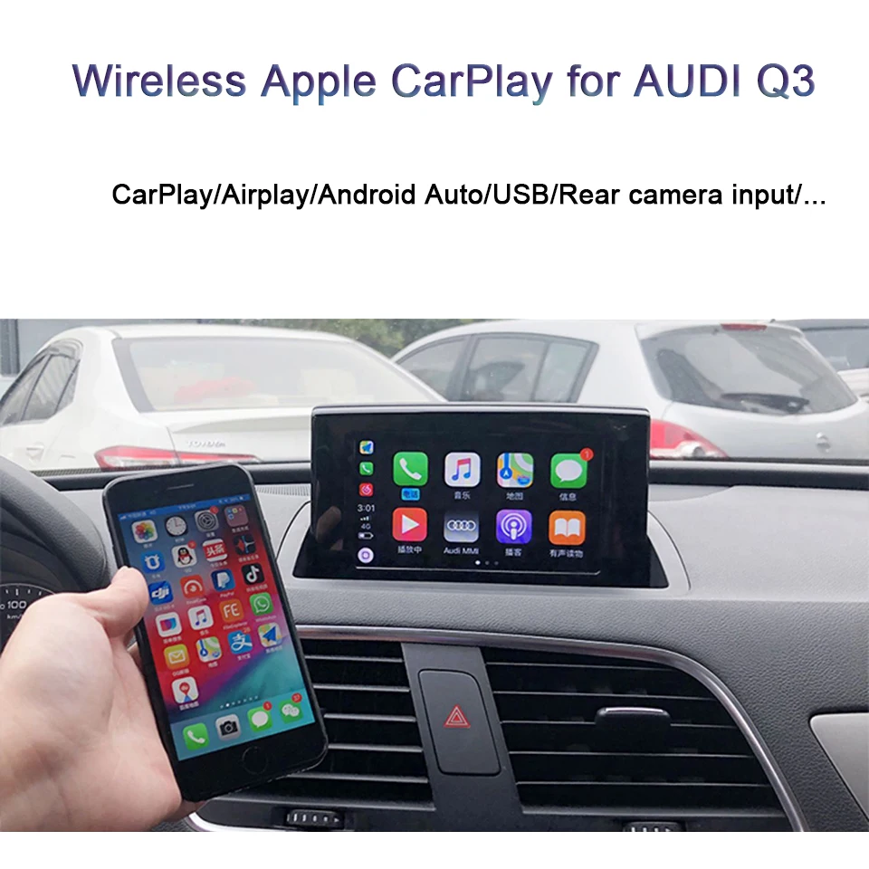 Для Q3 AUDI 2013 до 2018 CarPlay интегрированный автомобильный интерфейс поддержка Waze Whatsapp
