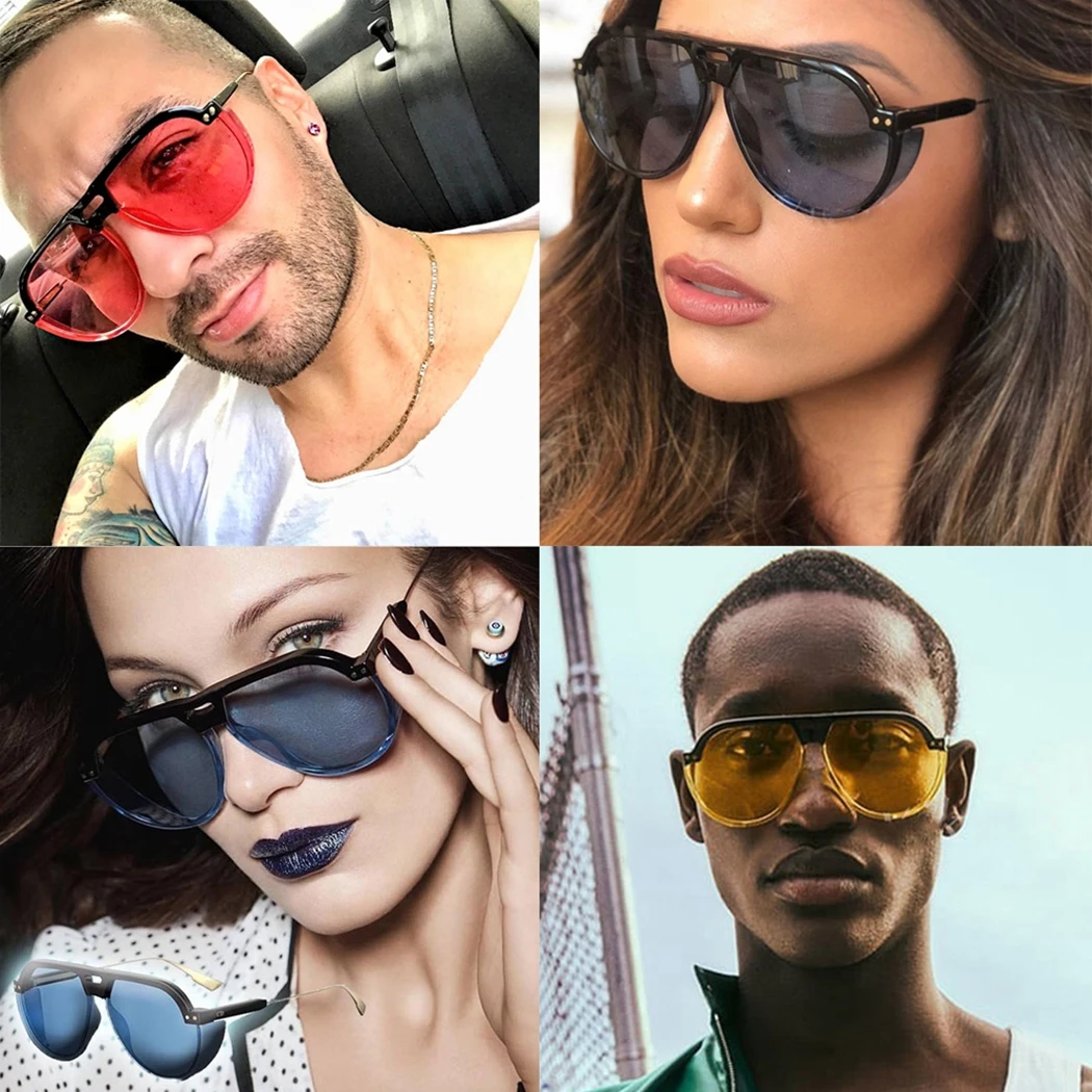 2019 Trendy Oversized Sunglasses Men Women Brand Designer Big Frame Pilot Sun Glasses Goggles Steampunk Unisex Sunglass Shades | Аксессуары