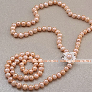 Simple Design 31.5 Inches Fashion Long Style 8-9mm Natural Pink Freshwater Pearl Beads Necklace With Shell Flower Clasp
Simple Design 31.5 Inches Fashion Long Style 8-9mm Natural Pink Freshwater Pearl Beads Necklace With Shell Flower Clasp
