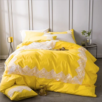 Simple Korean Style Solid Color Princess Style Lace Edge Duvet Cover Sheet Set 100% Cotton Reactive Dyeing Bedding Set
Simple Korean Style Solid Color Princess Style Lace Edge Duvet Cover Sheet Set 100% Cotton Reactive Dyeing Bedding Set