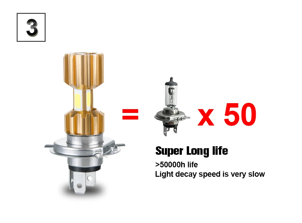 Aceersun 1Pcs H4 P15D BA20D COB LED Motorcycle Headlight High Low Beam Light 3400lm Super Bright White Motorbike Head Lamp Bulb (6)