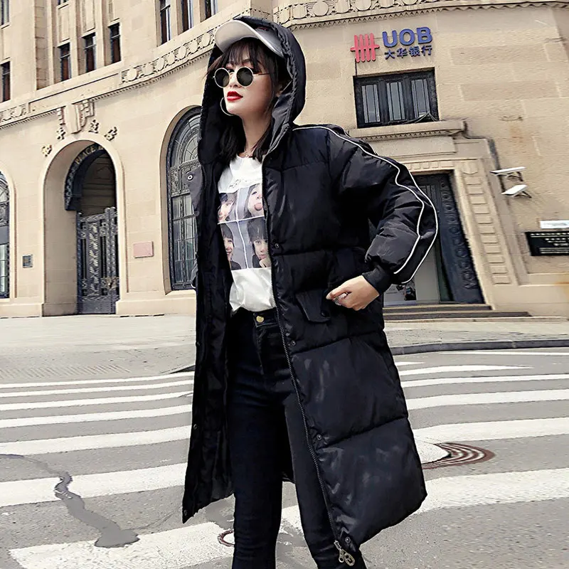 Women Long Winter Coats Black Red Blue Down Hoodies Jacket Warm Loose Long Snow Coats with Pocket Fashion Kerean Ladies Outwear
Women Long Winter Coats Black Red Blue Down Hoodies Jacket Warm Loose Long Snow Coats with Pocket Fashion Kerean Ladies Outwear