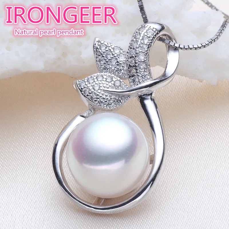 

Small incense wind Zircon Leaves style S925 Sterling silver 10-11mm Natural pearl Pendant For women Free shipping