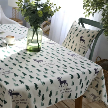Cotton Linen Christmas Table Cloth For Table Pastoral Tree Elk Rectangular Tablecloth Manteles Table Fabric Microwave Oven Cover 
Cotton Linen Christmas Table Cloth For Table Pastoral Tree Elk Rectangular Tablecloth Manteles Table Fabric Microwave Oven Cover