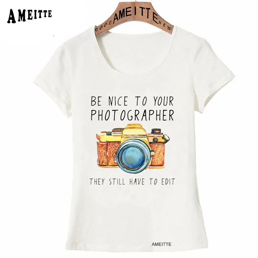 Be nice to your photographer Print Slim Fit T-Shirt Summer Fashion Women Short Sleeve Cute Camera Design Casual Tops Girl Tees
Be nice to your photographer Print Slim Fit T-Shirt Summer Fashion Women Short Sleeve Cute Camera Design Casual Tops Girl Tees
