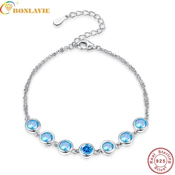 BONLAVIE 7pcs Ocean Blue Topaz 925 Sterling Silver Charm Bracelet Bangle for Female Women party pulseras Length 7.99inch
BONLAVIE 7pcs Ocean Blue Topaz 925 Sterling Silver Charm Bracelet Bangle for Female Women party pulseras Length 7.99inch